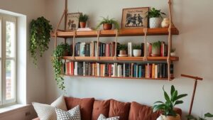 diy affordable hanging bookshelf