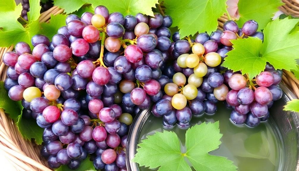 harvesting and washing grapes