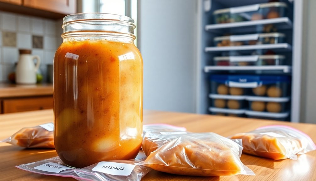 freeze applesauce for preservation