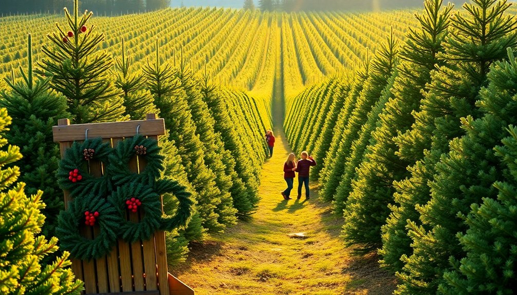 holiday trees and wreaths