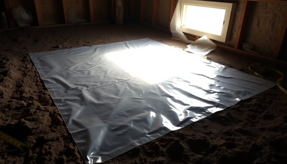 installing plastic crawlspace barrier