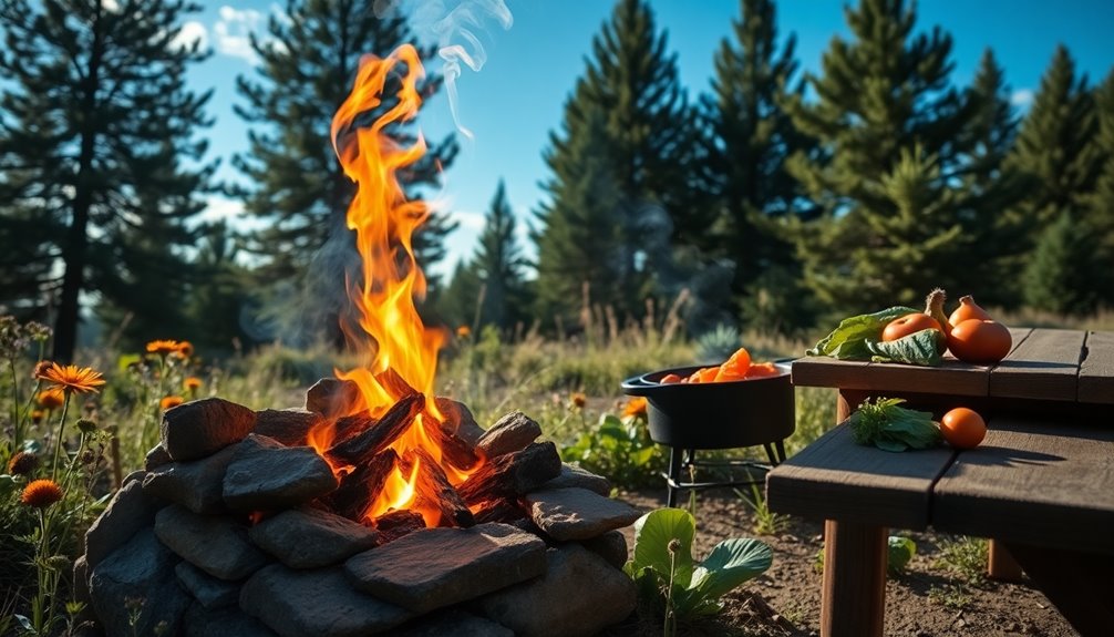 off grid crude stove cooking