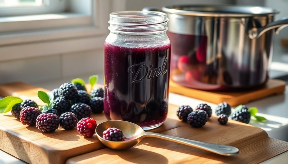 crafting homemade blackberry syrup